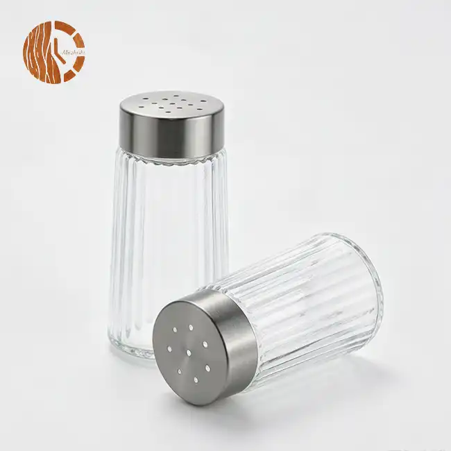 Vertical Striped Glass Salt and Pepper Shaker Set